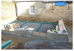 Réseau de drains perforés