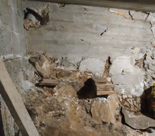 Affleurement rocheux en sous-sol